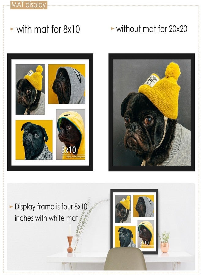 DUENPY 20x20 Collage Picture Frame 8x10 Picture Frame Collage Displays Four 8x10 inch Photos Available Horizontal Wall Mounting Display and Vertical Black - Image 2